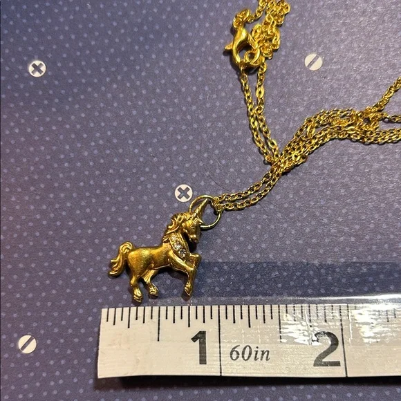 Gold Unicorn Pendant Necklace - Picture 2 of 3